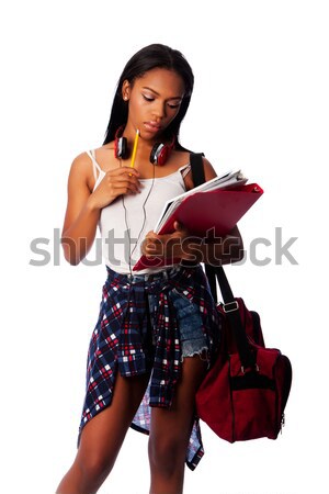Student with notepad binders thinking Stock photo © phakimata