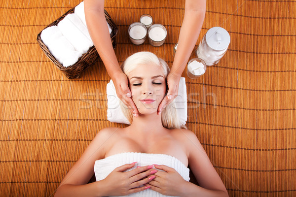 Relaxation pampering facial massage Stock photo © phakimata