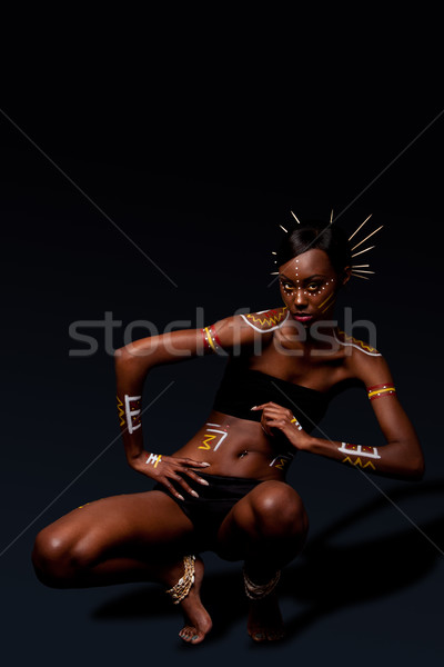 Tribal beauty woman with makeup Stock photo © phakimata