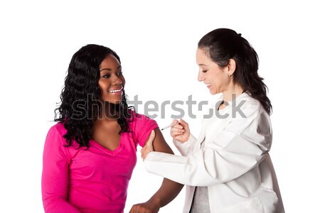 [[stock_photo]]: Médecin · oreille · infection · heureux · souriant · médecin