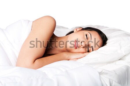 Beleza dormir mulher alegremente adormecido Foto stock © phakimata