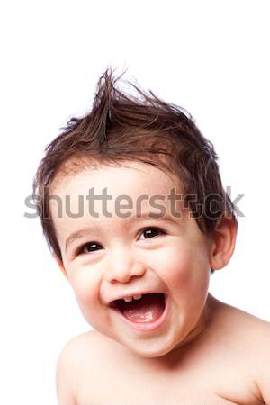 Fericit drăguţ râs copil băiat zâmbitor Imagine de stoc © phakimata
