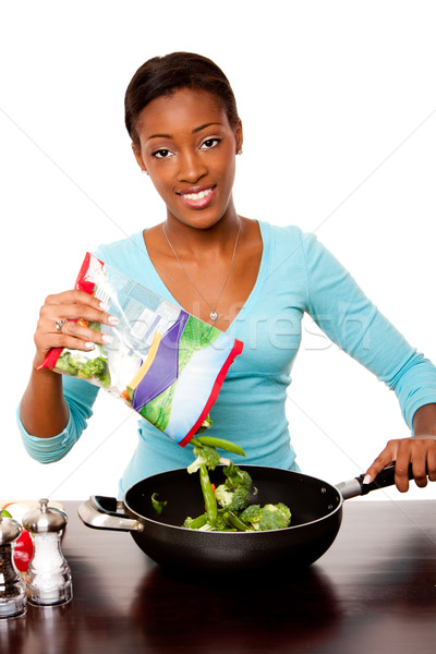 Health conscious woman preparing vegetables Stock photo © phakimata
