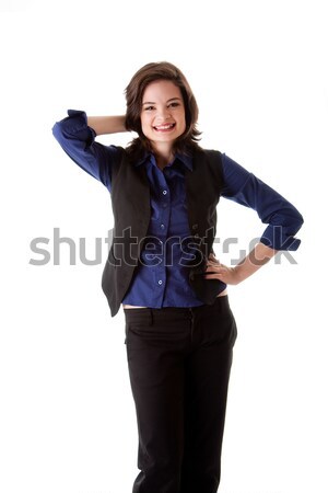 Young business woman standing smiling Stock photo © phakimata