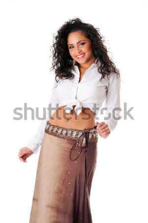 Boldog mosolyog fiatal nő gyönyörű kaukázusi spanyol Stock fotó © phakimata