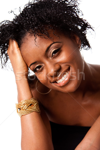 Güzel gülümseme beyaz diş yüz mutlu Afrika Stok fotoğraf © phakimata