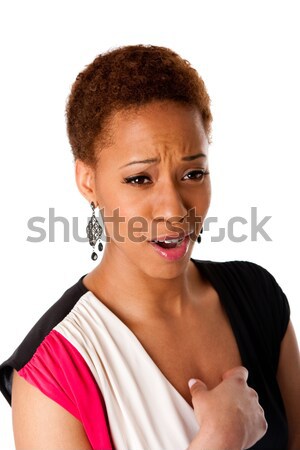 Concerned African business woman Stock photo © phakimata