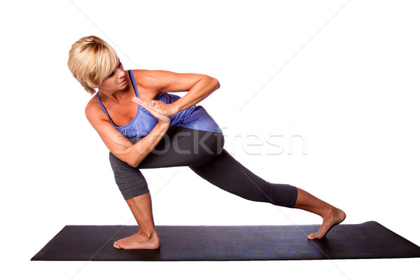 Yoga egzersiz kadın hilâl poz Stok fotoğraf © phakimata