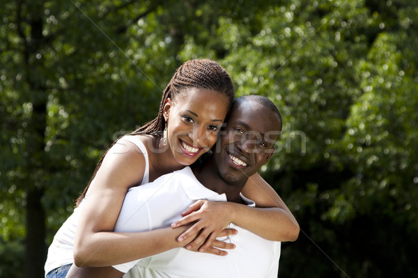 Foto d'archivio: Felice · sorridere · african · Coppia · bella · giovani