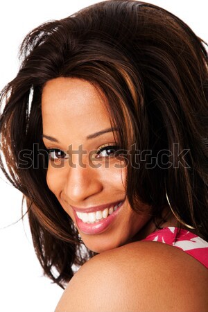 Foto d'archivio: Felice · sorridere · african · volto · di · donna · faccia · felice · bella