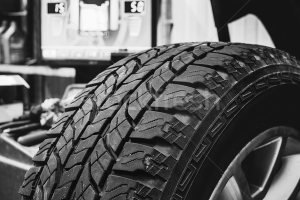 Wheel in balancing tire changer Stock photo © Phantom1311