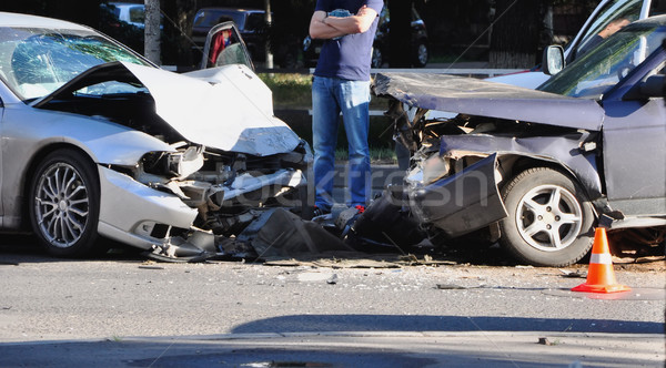 Stockfoto: Auto · ongeval · weg · gevolg · business · straat