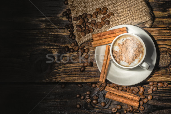 Cup caffè ingredienti legno cannella grano Foto d'archivio © Phantom1311