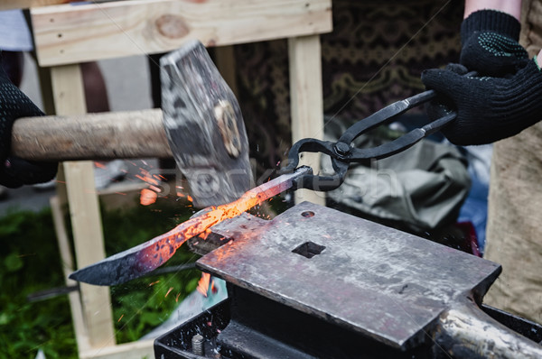 Forging of metal products on the anvil Stock photo © Phantom1311