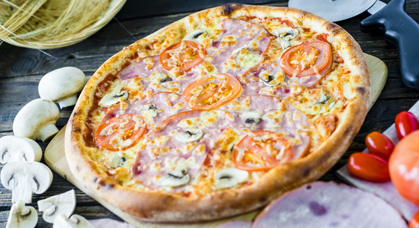 ストックフォト: ピザ · コンポーネント · 材料 · 低い · 食品 · レストラン