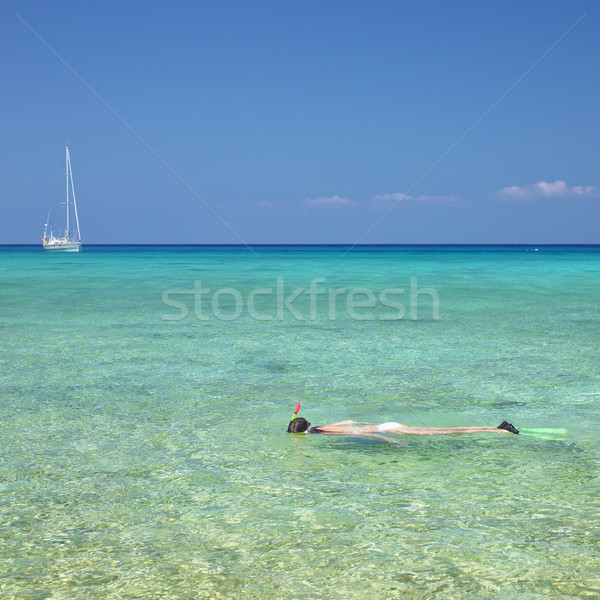 Schnorcheln rio Kuba Frau Wasser Stock foto © phbcz