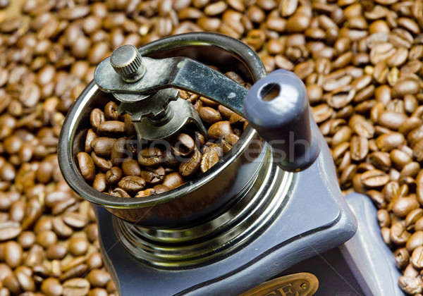 detail of coffee mill with coffee beans Stock photo © phbcz