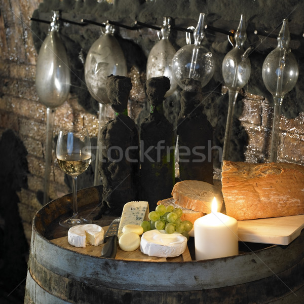 Wein Still-Leben Weingut Tschechische Republik Gläser Käse Stock foto © phbcz