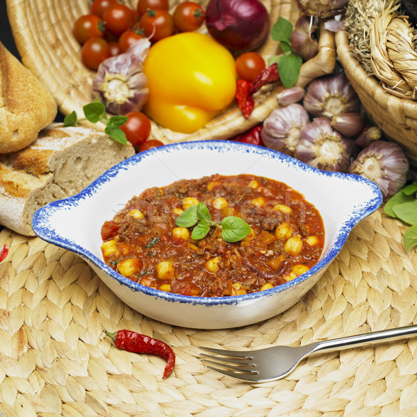 beef hash with chick peas Stock photo © phbcz