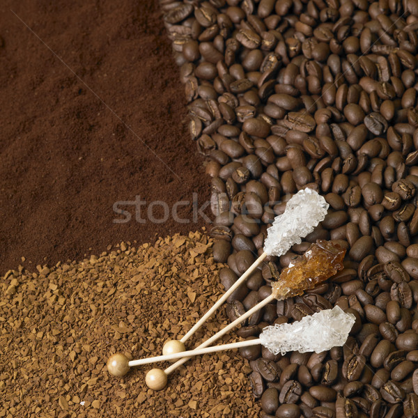 Сток-фото: натюрморт · кофе · конфеты · сахар · продовольствие · фон