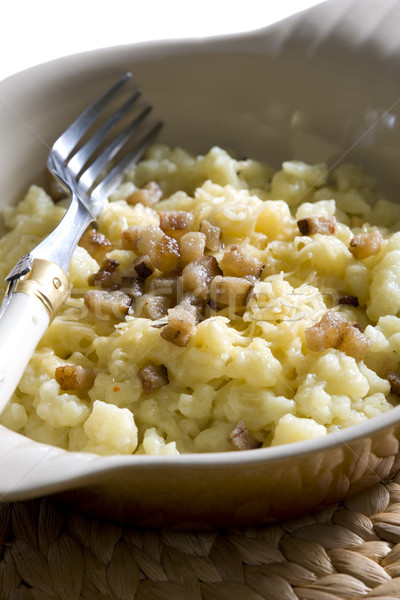halusky with cheese and bacon (Slovakian cuisine) Stock photo © phbcz