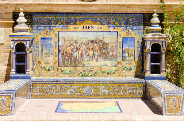 tile painting, Spanish Square (Plaza de Espana), Seville, Andalu Stock photo © phbcz