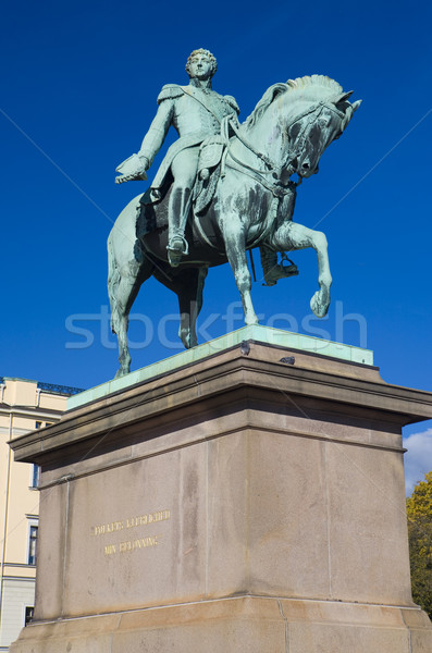 Posąg królewski pałac Oslo Norwegia historii Zdjęcia stock © phbcz