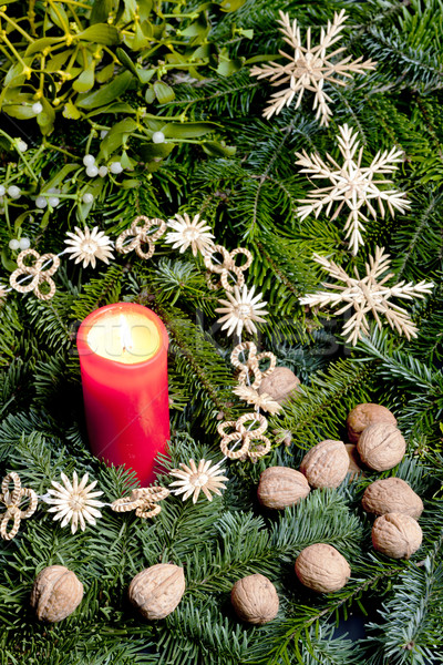 Christmas still life with a candle Stock photo © phbcz