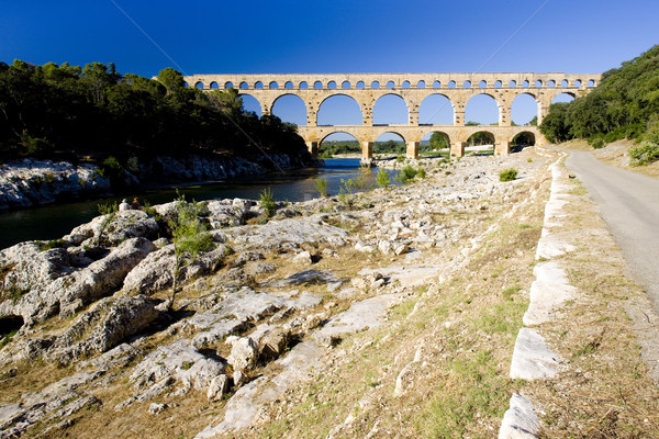 Roman aqueduct, Pont du Gard, Languedoc-Roussillon, France Stock photo © phbcz