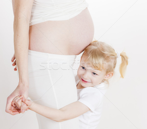 Fetita gravidă mamă dragoste femei fericit Imagine de stoc © phbcz