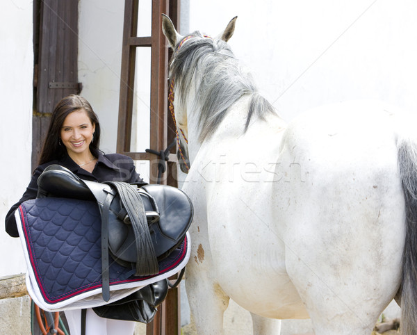 Caballo mujer jóvenes caballos solo Foto stock © phbcz