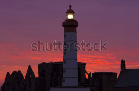 lighthouse and ruins of monastery, Pointe de Saint Mathieu, Brit Stock photo © phbcz