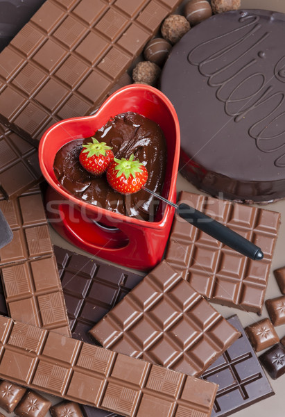 chocolate fondue Stock photo © phbcz