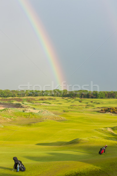 Rainbow campo da golf Scozia cielo golf panorama Foto d'archivio © phbcz