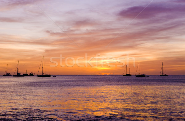 sunset over the Caribbean Sea, Grand Anse Bay, Grenada Stock photo © phbcz