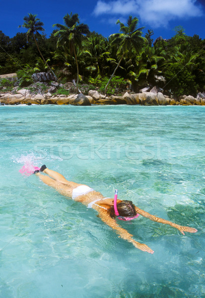 şnorkel su kadın deniz spor bikini Stok fotoğraf © phbcz