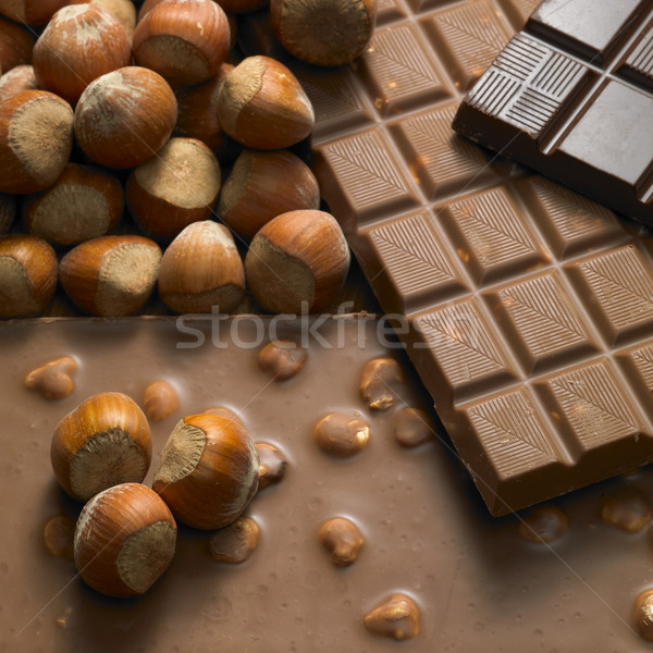 chocolate bars with hazelnuts Stock photo © phbcz