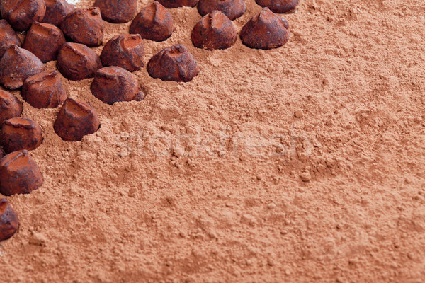 chocolate truffles in cocoa Stock photo © phbcz
