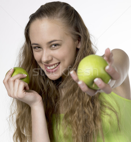 Vrouw appels gezondheid vruchten jonge alleen Stockfoto © phbcz