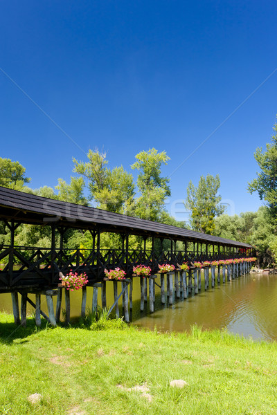covered wooden bridge, Kolarovo, Slovakia Stock photo © phbcz