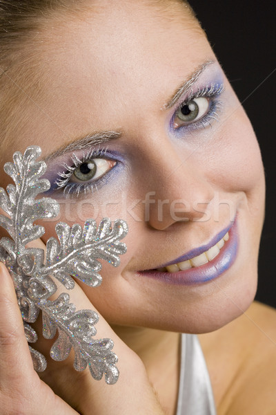 Zdjęcia stock: Portret · kobieta · Snowflake · piękna · młodych · sam