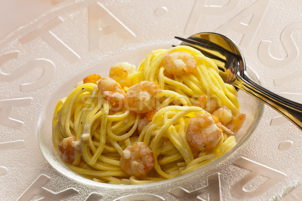 Сток-фото: спагетти · пластина · ложку · еды · блюдо