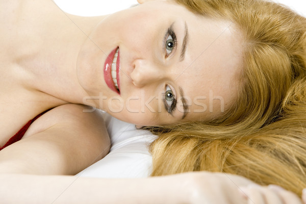 Portret femeie păr relaxa Imagine de stoc © phbcz