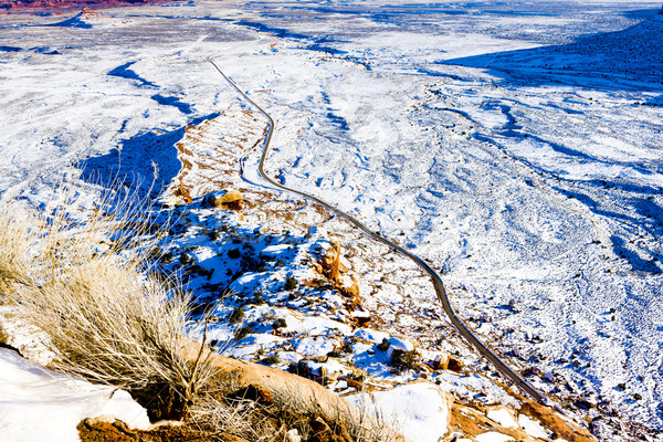 Straße Utah USA Landschaft Schnee Schweigen Stock foto © phbcz