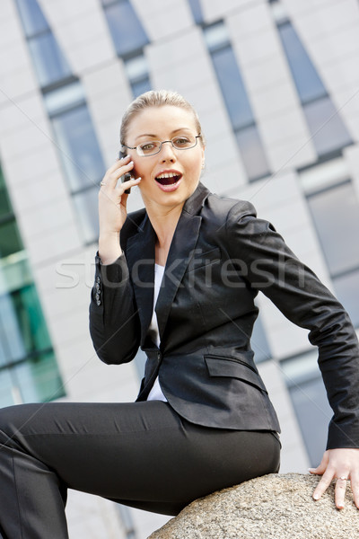 Stock photo: portrait of telephoning young businesswoman