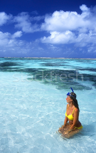 Beira-mar água mulheres mar esportes relaxar Foto stock © phbcz