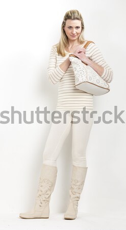 Foto stock: Pie · mujer · verano · botas · bolso