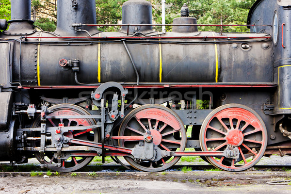 Detail Dampflokomotive Serbien schwarz Rad Freien Stock foto © phbcz