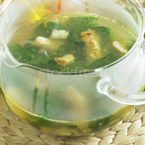 spinach soup with white fish Stock photo © phbcz