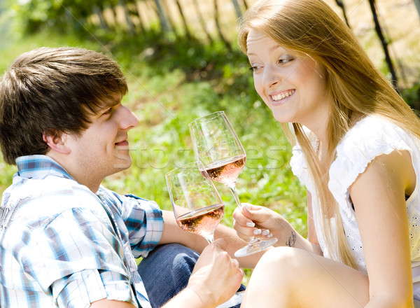 couple at a picnic in vineyard Stock photo © phbcz